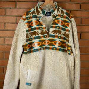 Simply Southern Sherpa Pullover Aztec Bear Print 1/4 Zip